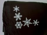 Green Fleece Tablecloth / Tree Skirt Embroidered with Snowflakes - Approx. 38