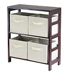 Capri 2-Shelf with 4 Baskets - Espresso/ Beige