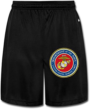 MRNG Men's USMC Marine Corps Logo Shorts Sweatpants Black