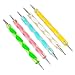 Jooniyaa 5 X 2way Dotting Pen Marbleizing Tool + 15pcs Nail Art Brush + Set of 10 Nail Striping Tape Tool Kit Set