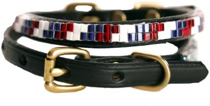 Just Fur Fun Independence Leather Dog Collar, 14-Inch, Black