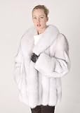 Fox Fur Jacket - Shawl Collared Blue Fox