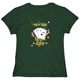 T-Shirt Womens Dark Green " BEWARE Fiji Islander POKER PLAYER " Countries Large