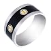 Men's Stainless Steel with Black Lacquer and Gold Plated Screws Ring, Size 10