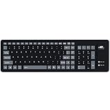 Karnotech&reg; Foldable Silicone Keyboard USB Wired Silicon Flexible Soft Waterproof Roll Up Silica Gel Computer Desktop (103 Keys) Keyboard for PC Laptop Notebook for library work class indoor environment Black