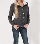 Finesse Fur Lined Collar Shoe String Coat in Charcoal