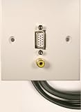 Euronetwork AV Installation: Wall plate: HD15 (SVGA / VGA) & 1 phono (RCA), Soldered assembly with cable & 45mm backbox - 10.0m
