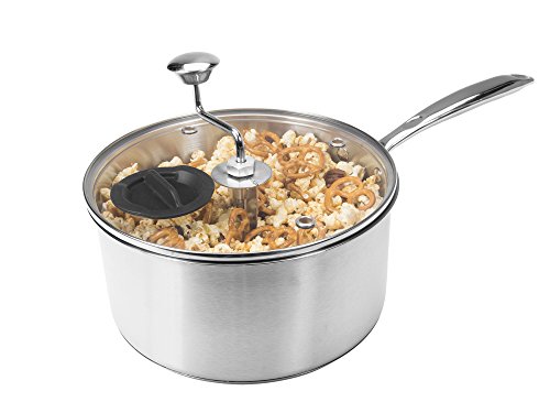 Best Deals! Zippy Pop and Roast Stainless Steel Stovetop Popcorn Popper with Glass Lid, 5 1/2 Quart ...