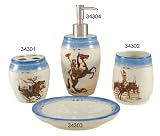 COWGIRL 4 PC BATH SET (1 EA: TOOTHBRUSH HOLDER, TUMBLER, SOAP DISH & LOTION PUMP)