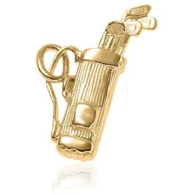 14k Yellow Gold Golf Bag and Clubs Charm by