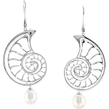 68687 Silver 2-In-1/ Pair Freshwater Cultured Pearl Interchangeable Seashell Earrings