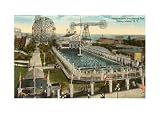 Steeplechase Swimming Pool, Coney Island, New York City Places Art Poster Print, 17x11