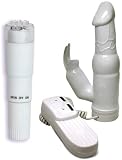 Doc Johnson Ivory Vibe Pocket Rocket and Coconut Jackie Rabbit Vibrator for Women Adult Sex Toy Kit