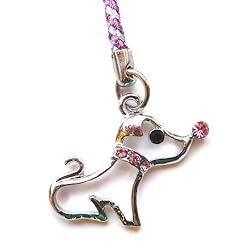 Cell Phone / Camera Charm Strap Beautiful Pink Diamond Cutesy Dog