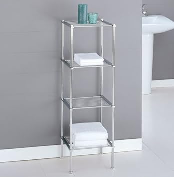 【クリックで詳細表示】Metro 4 Tier Shelf (Chrome) (41.125＂H x 13＂W x 12.25＂D) Organize It All [並行輸入品]： ホーム＆キッチン