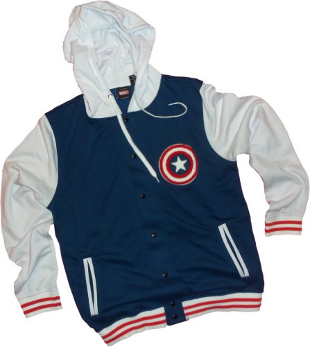  Prodigy -- Captain America -- Marvel Comics Hoodie Snap-Fleece Letterman Jacket