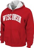 Wisconsin Badgers Red Tackle Twill Full Zip Hooded Sweatshirt