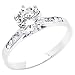 14K White Gold Round-cut 1.50 CTW Equivalent CZ Cubic Zirconia Ladies Solitaire Wedding Engagement Ring Band