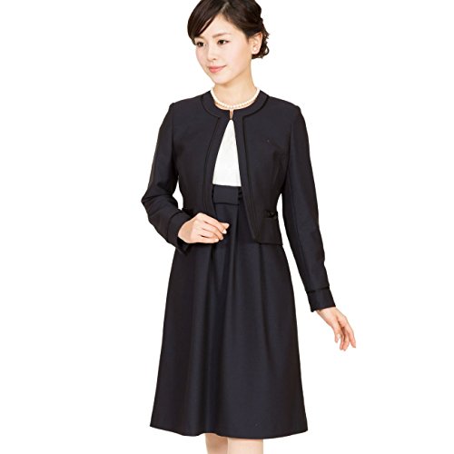 【メアリーココ】CCV-5566 紺色 ノーカラー ツイード アンサンブル 鹿の子織り お受験スーツ ママ 学校説明会 入学式 卒業式