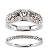 14K White and Rose Gold Diamond Wedding Set - 0.87 Ct.