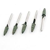 uxcell 研削ヘッド　砥粒研磨　円錐形ヘッド　5mm x 14mm　シルバートーン　グリーン　5個