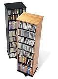 Oak Finished 2 Sided Spinning Storage Tower