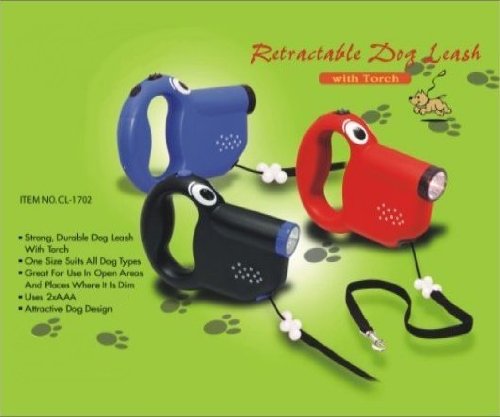 Galason CL-1702Blue Retractable Dog Leash with Flashlight - Blue