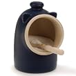 Blue stoneware Salt Pig Including Spoon Salt Keeper Jar