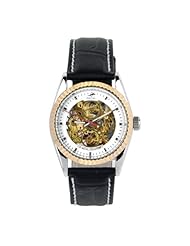 ZLYC Mens Womens Unisex Automatic Mechanical Skeleton Leather Strap Watch Black