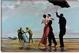 IMAGE OF Dancing Butler On Toxic Beach Crude Oil by Banksy Canvas Painting Art Print #2120 26