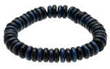 Image of Mens Surf Style Black & Blue Wood Bead Beads Wristband Bracelet