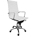 Profi - Chefsessel / Designsessel / Drehstuhl VERONA 20 Leder creme / hochwertiges, glattes Rindsleder / verchromte Armlehnen aus Aluminium / gesteppte Polsterung / Knie-Wippmechanik / verchromtes Alu-Fu&szlig;kreuz / hohe, ergonomisch geformte R&uuml;ckenlehne