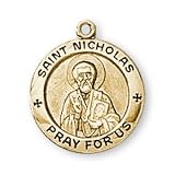 12K Gold Filled Saint Nicholas Medal and 18-inch Chain