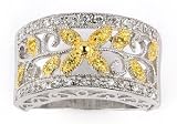 YELLOW CUBIC ZIRCONIA FLORAL BAND RING