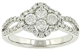 Round Diamond Ring w/Pave Diamond Split Shank .87cttw