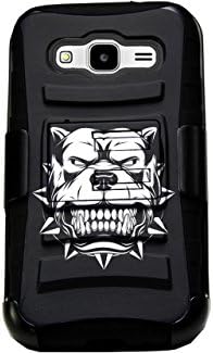 For Samsung Galaxy Core Prime LTE G360 Armor Hybrid Case Silicone Cover Kick Stand LuxGuard Holster+[WORLD ACC®] LCD Screen Protector+Stylus+Dust Cap (Mad Dog Colored/Black)
