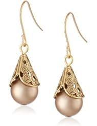Lenora Dame "Romantic" Vintage Matte Brown Drop Earrings