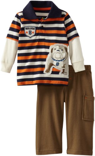 Watch Me Grow! by Sesame Street Baby-boys NB Stripped Bulldog Shirt and Pant