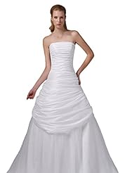 Strapless Off the Shoulder  Pleated Lace Satin  Dress With Pearls