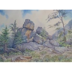 'Stones of lake Tahoe.', Original Painting, Home Decor Artwork