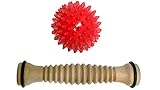 FootSpa Pro Foot Therapy Combo: Foot Massagers, Wooden 8 Inch Foot Roller and Red Porcupine Massage Ball Bundle