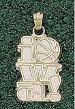 Logo Art Iowa Hawkeyes 10K Gold Team Font and Basketball Pendant