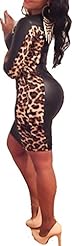 Leopard Print Faux-Leather/Polyester/Spandex Bodycon Dress/Party Dress 
