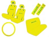 11 Piece Auto Interior Gift Set - Brazil National Football Team - A Set of 2 Seat Covers, 1 Rear Bench Cover, 1 Steering Wheel, and A Set of 2 Shoulder Belt Pads