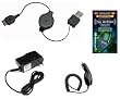 Retractable USB Charging Data Sync Cable + Rapid Charger + Home Wall Charger + Generation X Antennta Booster for Samsung Glyde U940, Instinct M800, Access A827, SCH-R210 Spex, SCH-R430 MyShot, SCH-U700 Gleam, SGH-T539 Beat, SGH-i617 BlackJack II, SGH-T439, SCH-U900 FlipShot, SCH-R410, SGH-T739 Katalyst, Mysto, SGH-G600, SCH-R610, SCH-R300, SGH-T429, SCH-R200, SGH-A517, SCH-R400, Fin, Blast SGH-T729, M520, SCH-R500 Hue, M300, M510, SGH-A117, U470