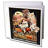 Sandy Mertens Vintage Halloween Designs - Vintage Halloween Nightmare - Greeting Cards-12 Greeting Cards with envelopes