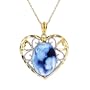 14K Yellow Gold Blue Agate Cameo Pendant W/ 18" Chain Depicting Mother Holding Child