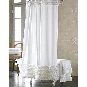 Ann Gish White Ruffled Shower Curtain