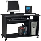 Portrait PC Desk Cart Mobile Computer Workstation, Medium Cherry (TIF946MEC)