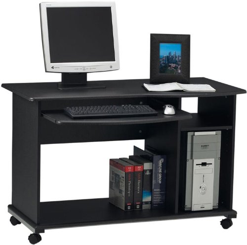 Portrait PC Desk Cart Mobile Computer Workstation, Medium Cherry (TIF946MEC)